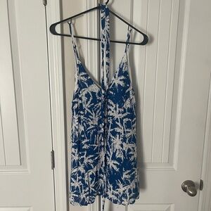 Blue and white romper